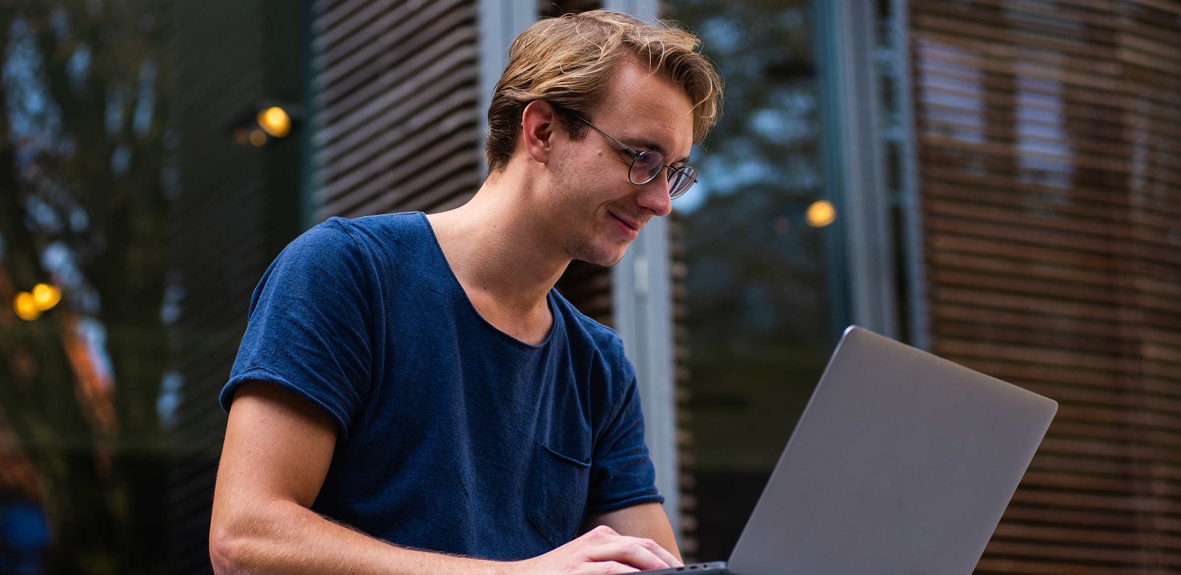 Student using a laptop