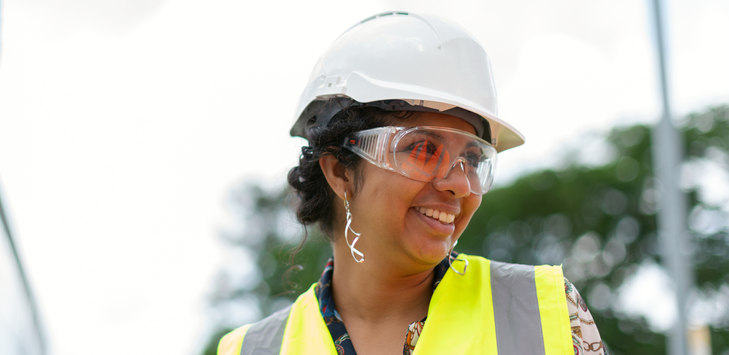 Person wearing safety hard hat