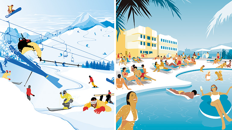 Examples of our illustration for Expedia.