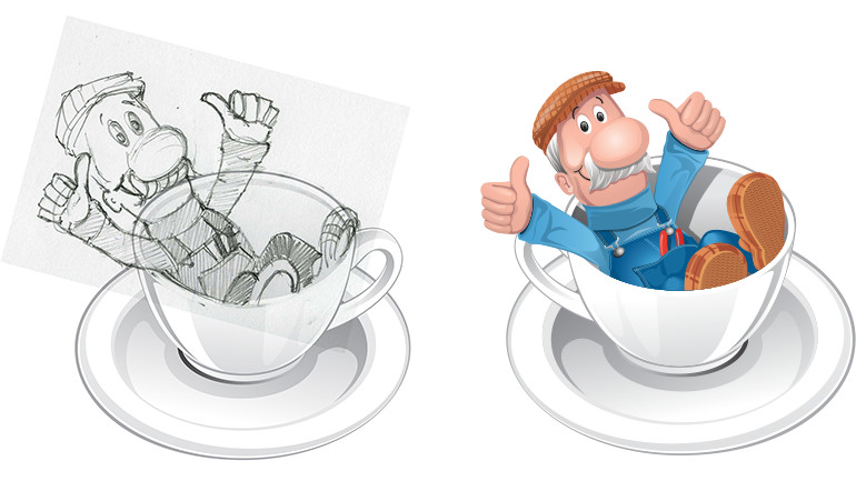 Tetley Tea - Storm in a Tea cup character illustration